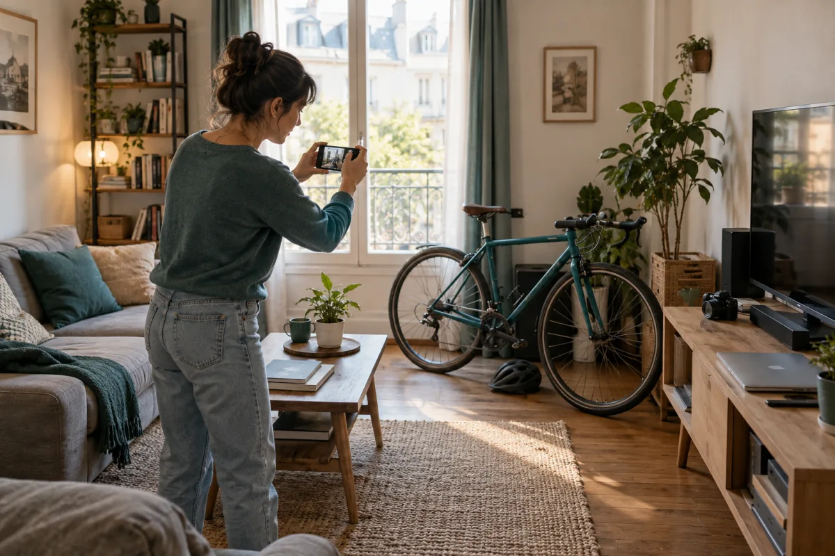 Une personne photographie ses biens pour préparer un inventaire