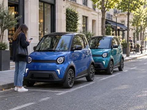 Deux voitures sans permis stationnées côte à côte