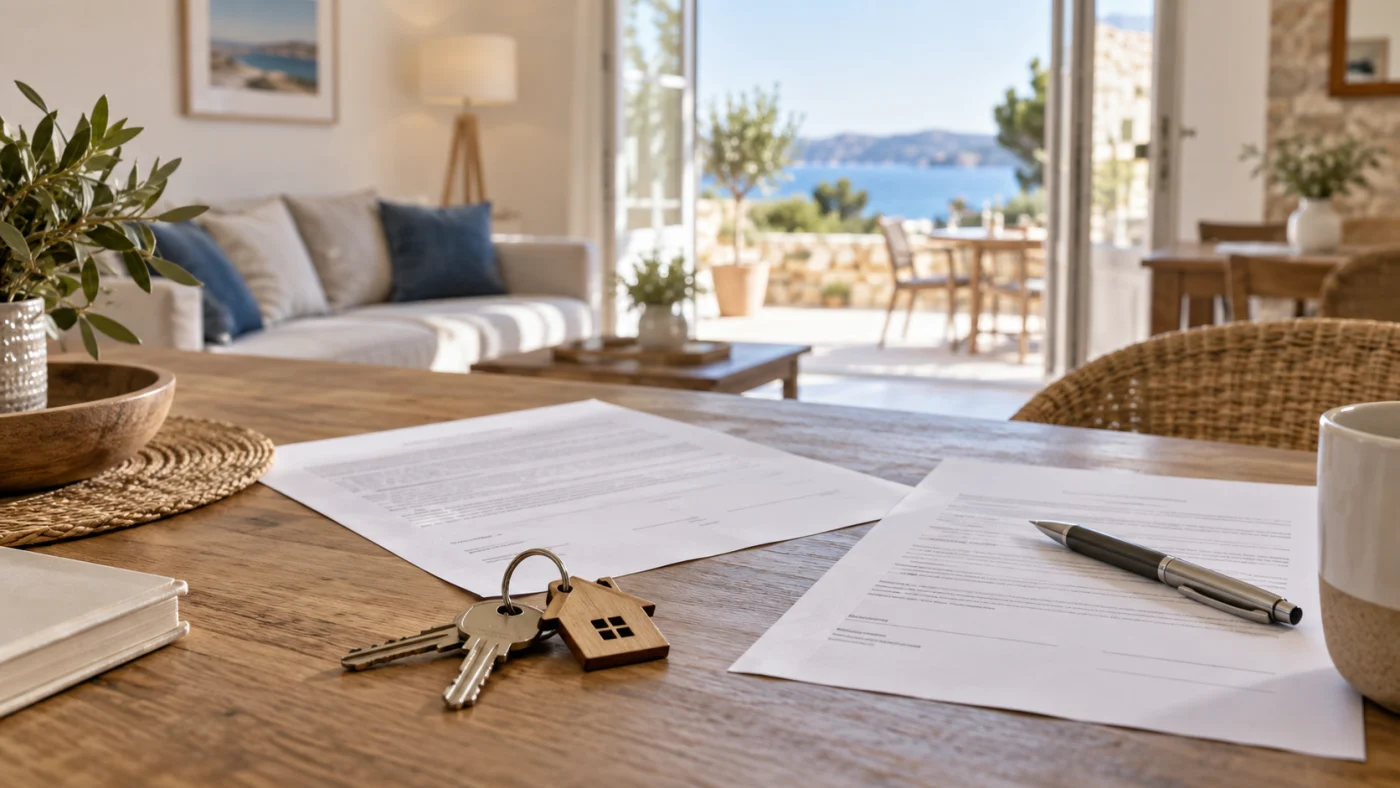 contrat de location saisonnière et documents d’assurance près de clés