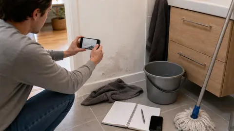 Assuré photographiant un dégât des eaux avant déclaration à l’assurance habitation