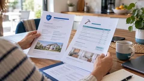 Comparaison entre une attestation d'assurance décennale et un devis de travaux.