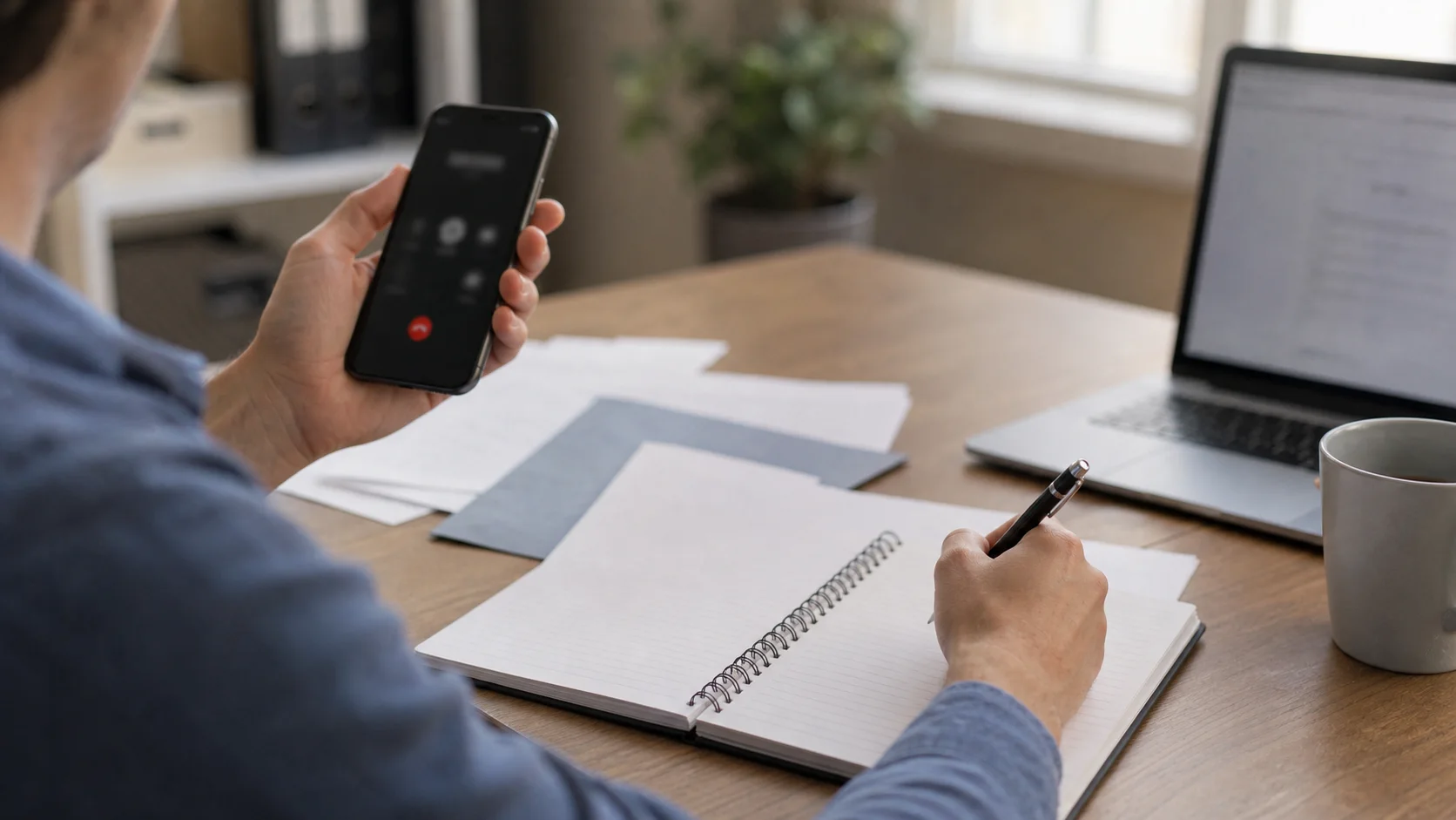 Personne notant les détails d’un appel commercial non sollicité