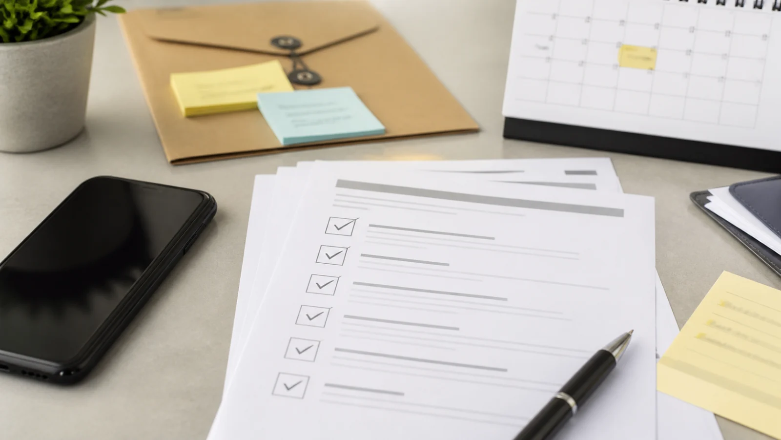 Checklist de résiliation d assurance téléphone avec calendrier et smartphone