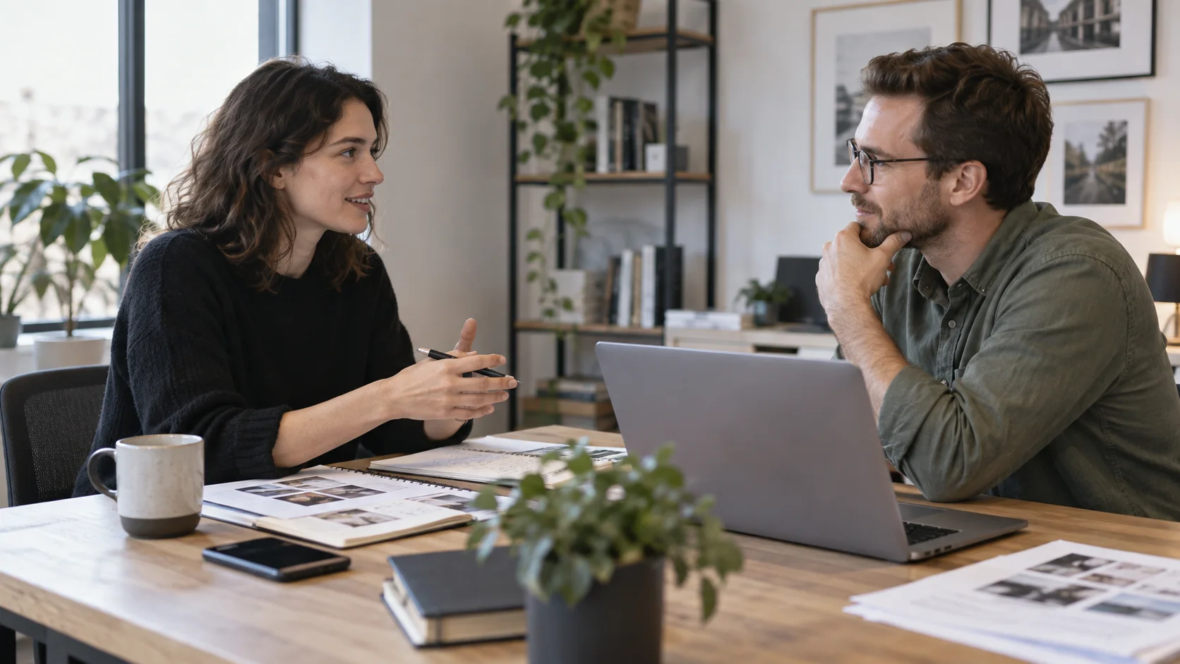 Freelance échangeant avec un client autour d'un projet professionnel