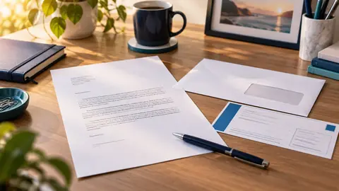Une lettre de résiliation et un bordereau de recommandé prêts à partir