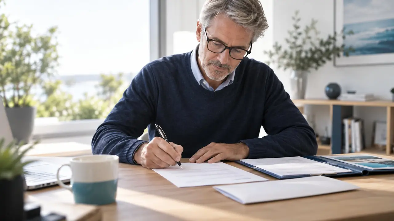 Une personne signe une lettre de résiliation d'assurance décès à son bureau