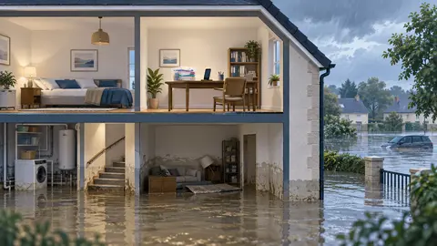 Maison touchée par une inondation et dossier protégé
