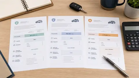 Trois devis auto comparés avec prime annuelle, franchises et garanties
