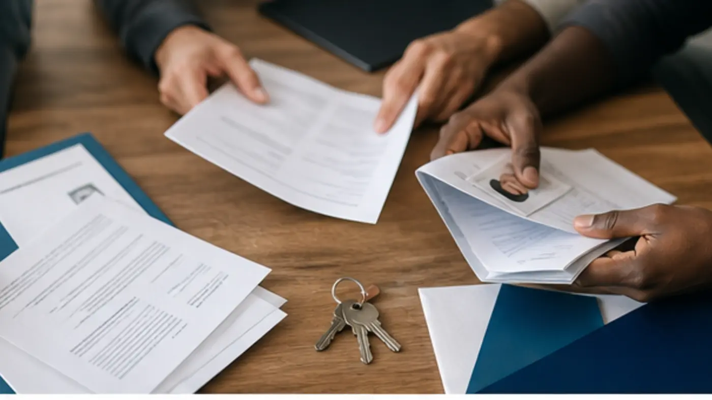 dossier de bail attestation assurance et clés de colocation sur une table