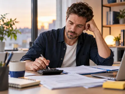 Indépendant comparant son revenu et les indemnités de sa caisse obligatoire
