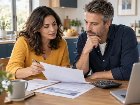 Couple relisant un devis de prévoyance pour un travailleur indépendant