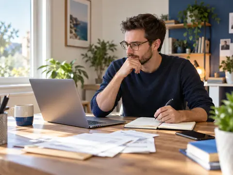 Micro-entrepreneur travaillant depuis son bureau à domicile