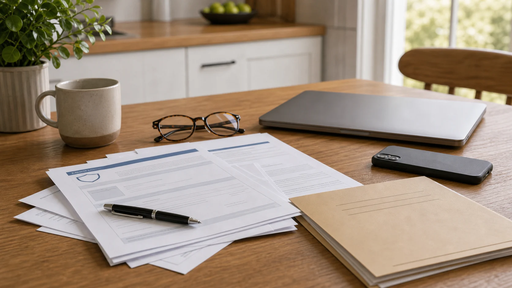Documents de prévoyance et dossier papier préparés avant connexion à un espace client