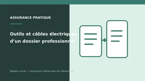 Outils et câbles électriques autour d’un dossier professionnel