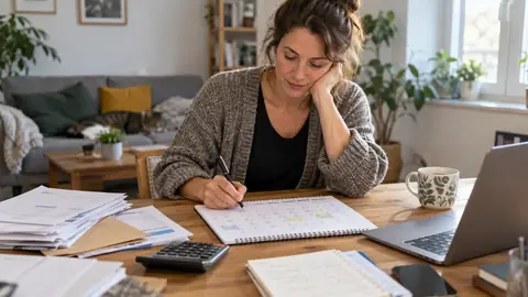 Personne consultant des documents de paie et de protection sociale