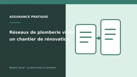 Réseaux de plomberie visibles dans un chantier de rénovation