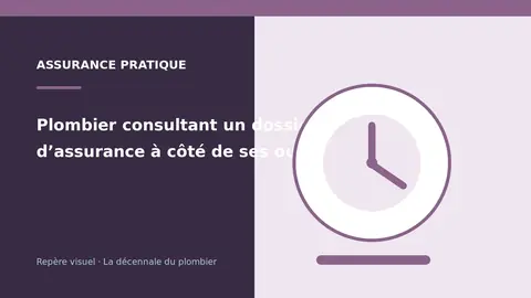 Plombier consultant un dossier d’assurance à côté de ses outils