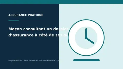 Maçon consultant un dossier d’assurance à côté de ses outils