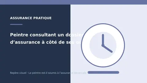 Peintre consultant un dossier d’assurance à côté de ses outils