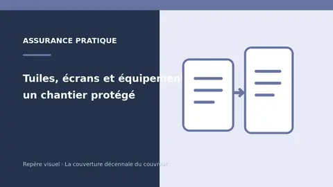 Tuiles, écrans et équipements sur un chantier protégé