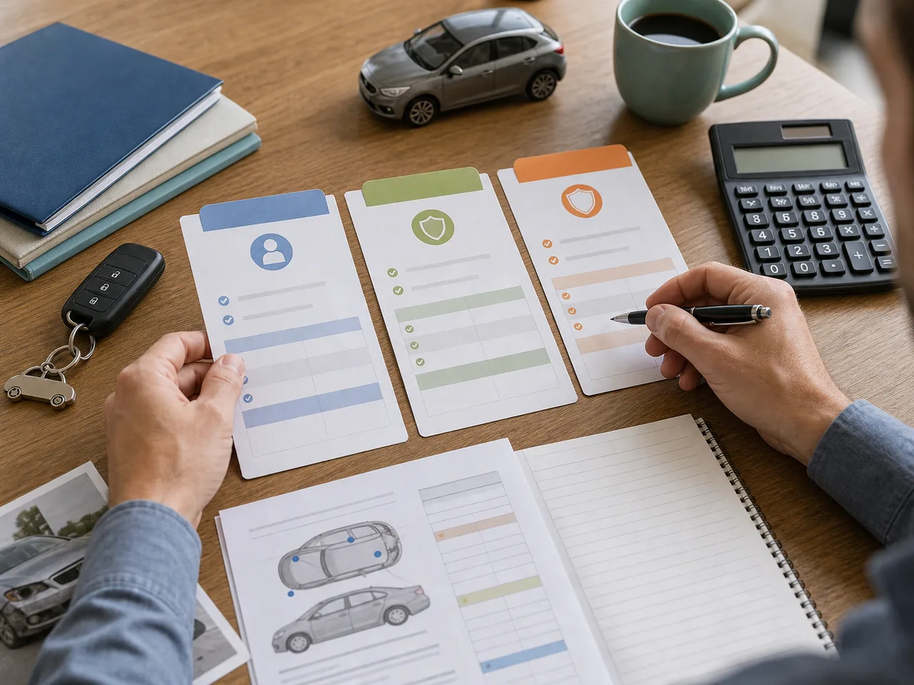Comparaison de trois formules d assurance auto avec calculatrice et clés de voiture