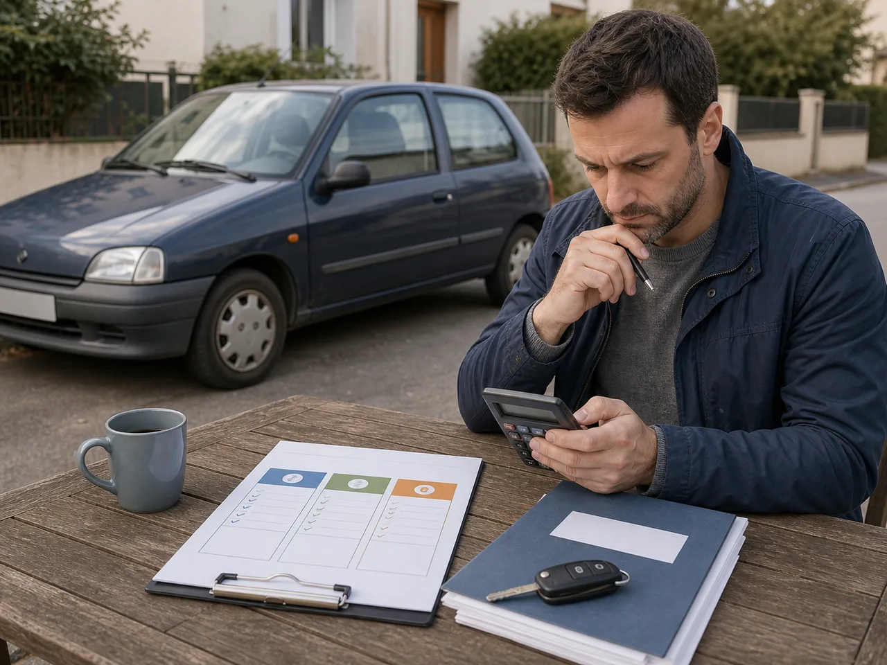 Conducteur choisissant la formule assurance auto adaptée à une voiture ancienne
