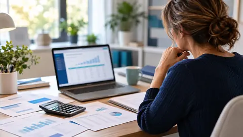 Emprunteuse calculant le coût total de son assurance emprunteur